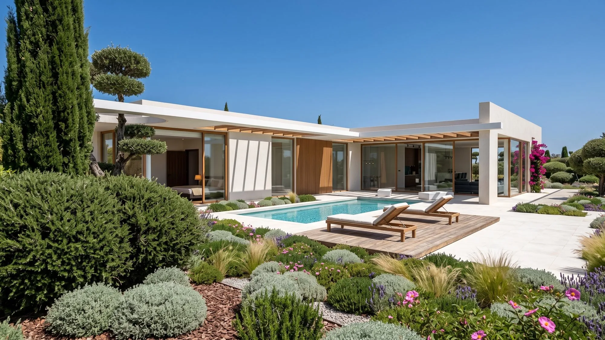 Pool and terrace — final render