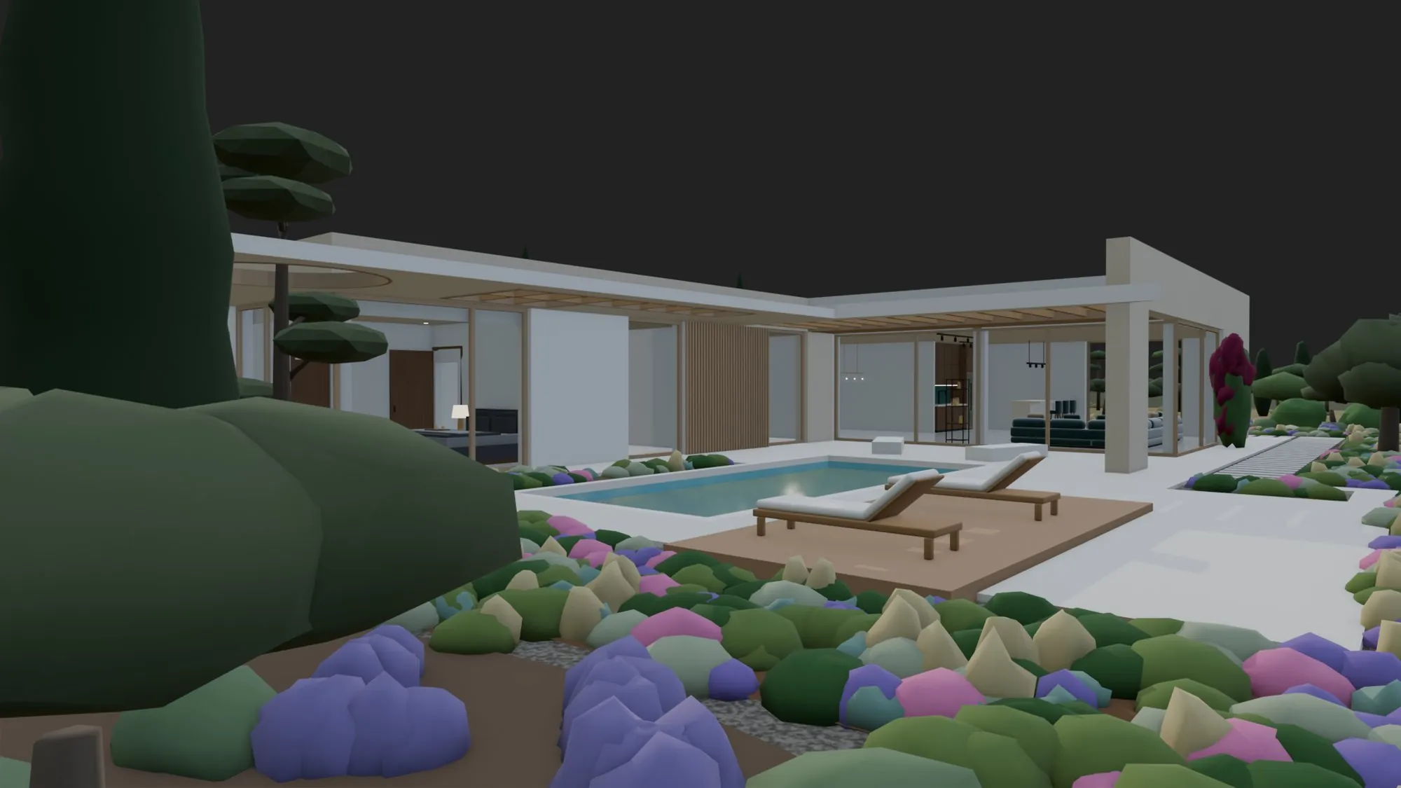 Pool and terrace — Blender model