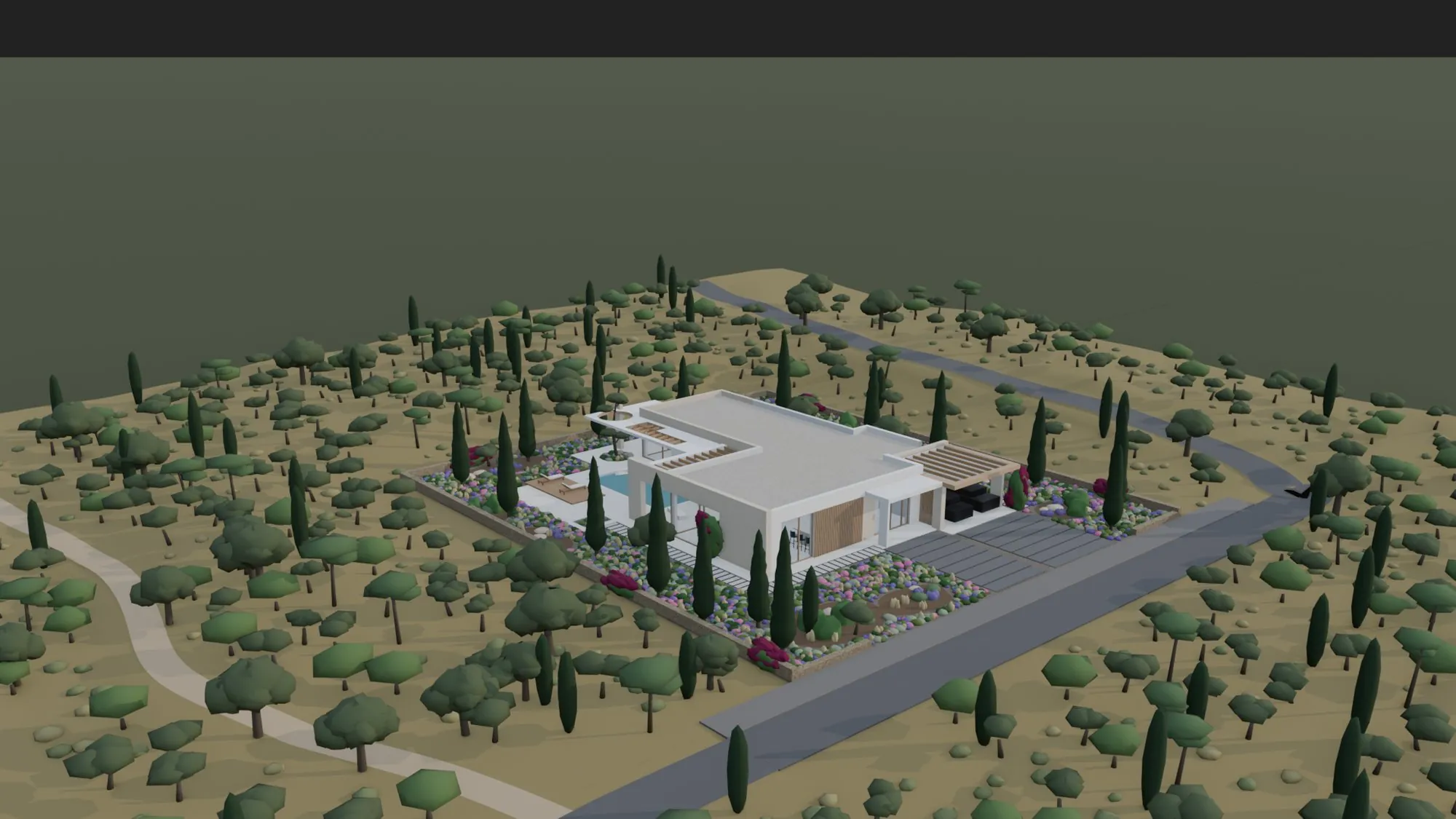 Villa at sunset — Blender model